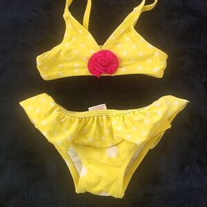 Circo Yellow Polka Dot Bikini with Pink Flower